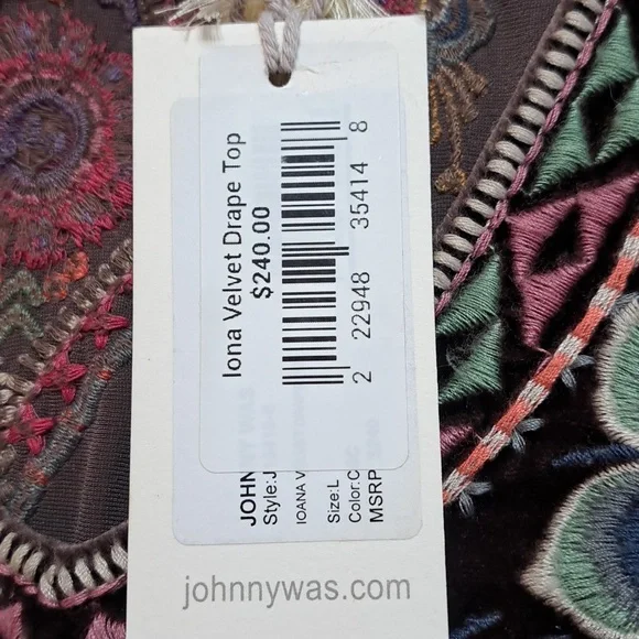 Johnny Was Iona Velvet Drape Top Size Large - Picture 6 of 11